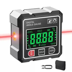 레이저가 장착된 자동 출력 디지털 레벨 4면 자기 각도 게이지 백라이트 디스플레이가 충전식 파인더