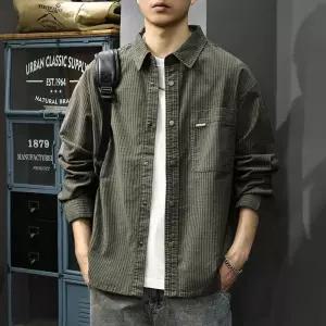 토르 남성 빈티지 가을 빅사이즈 칼라 아우터 슬림 솔리드 긴팔 셔츠 OPH3