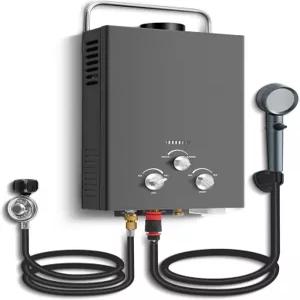 손잡이 및 과열 방지 기능이 있는 야외 탱크리스 프로판 온수기 1.58GPM 6L 휴대용 캠핑용 RV 캐빈 보트