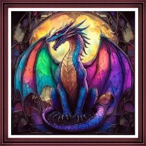 펀치 카운트 크로스 스티치 키트 인쇄되지 않은 자수 11CT 용품 - 매직 드래곤 18x18 인치