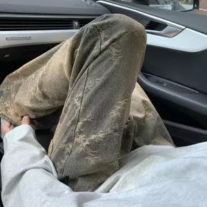 여성 찢어진청바지 흑청바지 하이웨스트 루즈핏 찢청 롱기장