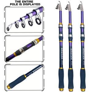 초경량/강력 유리 섬유 바다 낚싯대 스피닝 보라색 플라잉 잉어 배스 낚시에 적합 2.1M 3.0M