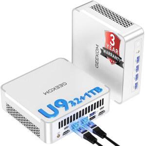 GEEKOM XT1 185H[i9-13900HK를 능가하는] 울트라 9 185H [비츠 i9-13900HK], 최고의 인텔 NUC14 대안, 1TB SSD 32GB DDR5 미니 데스크톱 컴퓨터, 3년 품질 지원|8 X USB|듀얼 LAN| Win 11 Pro| 8K 디스플레이