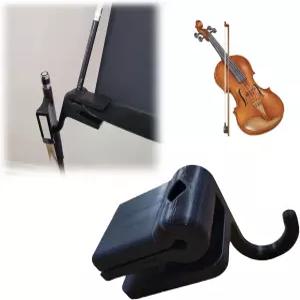 펜슬 클립이 있는 음악 스탠드용 보우 홀더 - 바이올린 비올라 첼로 및 베이스 연주자를 위한 접이식 훅