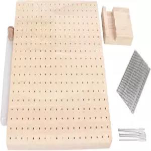 Oyhhalginate 9.3인치 고무 나무 코바늘 차단 보드 20개의 강철 핀 및 할머니 사각형 스탠드 수제 실