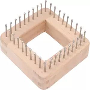 SALALIS 미니 뜨개질 틀 갈고리가 달린 사각 도구 매트 헤어밴드 담요 양말 쿠션 제작을 위한 나무 코바늘