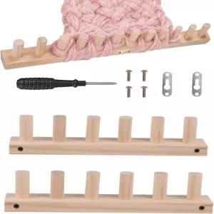 23.6인치 청키 뜨개질 블랭킷 룸 나무 DIY 직조 키트 조절 가능한 모듈식 프레임 조립 하드웨어 포함 담요