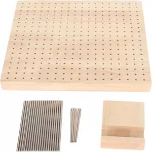 크로셰 차단 보드 20개의 스테인리스 스틸 핀이 있는 수작업 나무 뜨개질 매트 및 프로젝트를 위한 대형 눈