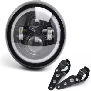 장착 브래킷 어셈블리가 장착된 베네올 원형 모터사이클 헤드라이트 7.5인치 헤일로 링 엔젤 아이가 전면