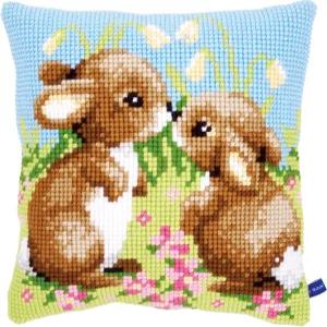 100 면과 자수 실에 패턴이 있는 셀프 자수용 베르바코 크로스 스티치 키트 베개 전면 15 75 x 인치 - 40