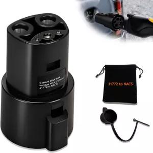 J1772에서 Tesla 충전기 어댑터 + EV 플러그 커버 콤보 - Max 80A 고속 충전 방수 소프트 실리콘 먼지 캡