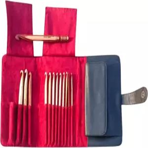 케이스 포함 크로셰 후크 세트 ？ 가죽 수납 파우치에 담긴 인체공학적 11개 뜨개질 및 애호가를 위한 작고