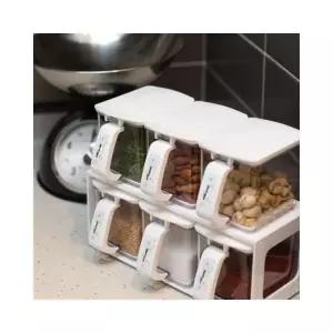 루미나D 투명 사각 양념통 세트 2단 6구 정리함 가정용 주방용