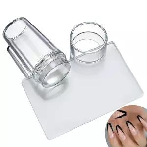 2.8CM 헤드 클리어 젤리 실리콘 네일 아트 스탬퍼 스크레이퍼 캡 투명 스탬핑 폴란드 이송 템플릿 도구