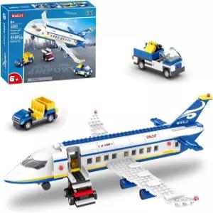 WINGIFT 510Pcs 시티 여객기 조립 세트 6-in-1 비행기 빌딩 블록 장난감 셔틀버스 수하물 트럭 포함 STEM