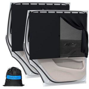 8개의 강력한 자석이 있는 자동차 창문 쉐이드 - 68.1 x 50cm(27 19.75인치) 이중 레이어 후면 /측면 햇빛 가리개 풀 암막 반투명 투인원 범용 자동 및 애완 동물 보호용(2팩)