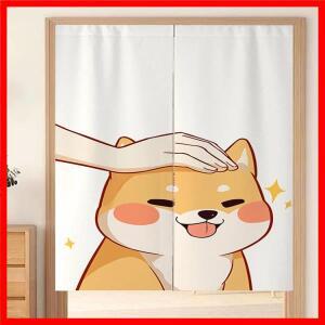 귀여운 시바 이누 만화 문 커튼 파티션 침실 장식용 천 주방 프라이버시 욕실 걸이형 드릴 필요 없음
