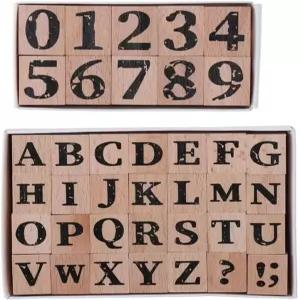 38개 알파벳 스탬프 세트 빈티지 우드 고무 A-Z 문자 숫자 공예 카드 스크랩북 제작용