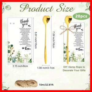 20pcs, 카드와 꼬기와 하트 모양의 차 숟가락, 웨딩 파티 선물 커피 손님을위한 호의 결혼식 기념품