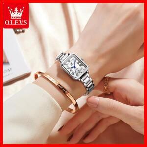 OLEVS 오리지널 클래식 스퀘어 여성용 로마 숫자 시계, 캐주얼 드레스 방수 고급 5641