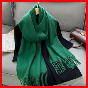 럭셔리 브랜드 디자인 솔리드 캐시미어 스카프 여성용 겨울 파시미나 블랭킷 따뜻한 두꺼운 숄 랩 태슬 에
