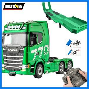 HUINA 1501 그린 1/18 19CH RC 트럭 770S 스카니아 합금 트랙터 2.4G 무선 조종 엔지니어링 트레일러 사운
