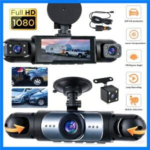 차량용 블랙박스 DVR 비디오 레코더 4채널 카메라 전후방 내부 야간 시야 루프 녹화 360도 대시캠