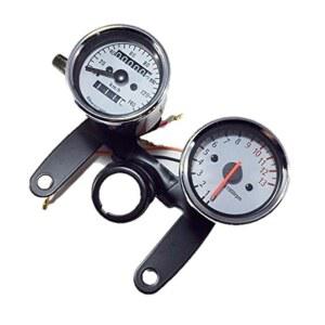 CustomDivine 전기식 타코미터 & 기계식 스피드 미터 세트 60mm 스테이 금속 부품 부속: 오토바이 용도 커스텀 부품: 몽키, 고릴라 등 범용 12V