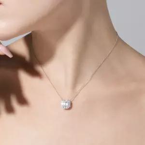 18K GP 셀린 스퀘어 시뮬럿 다이아 목걸이 silver925