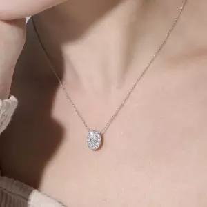 18K GP 아르코 헤일로 시뮬럿 다이아 목걸이 silver925