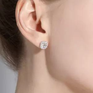 18K GP 셀린 스퀘어 시뮬럿 다이아 귀걸이 silver925