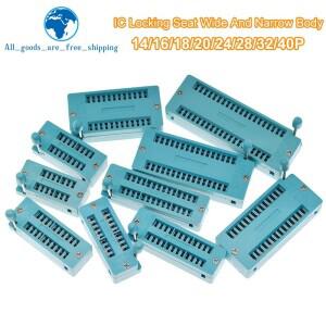 TZT 13PCS 14 16 18 20 24 28 32 40 핀 2.54mm 그린 DIP 범용 ZIF IC 소켓  납땜형 락 시트