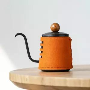 핸들없는 무손잡이 드립포트 워머 커피 오렌지 주전자 노즐 티 블랙브라운 티팟 드립