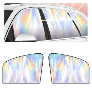 홀로그램 전면 자동차 창문 쉐이드 2개, 99.8% 암막 커버, 단열 및 프라이버시를 위한 이중 레이어 자외선 차단 디자인, 옷 갈아입을 수 있는 자석 햇빛 가리개 (전면 창)