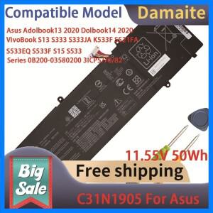 Damaite 11.55V 50Wh C31N1905 노트북 배터리 Asus Adolbook13 2020 VivoBook S13 S333 K533F와 호환 가능