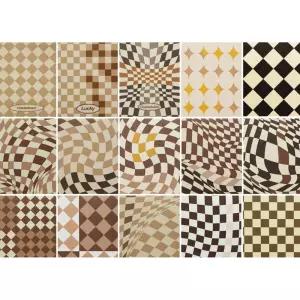 방꾸미기 감성 체크패턴 사각 스티커 SET 타일 화장실 벽