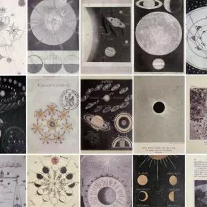 꾸미기용 몽환적인 우주 흑백 스티커 SET 여학생 비밀일기