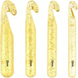 Mdoker 대형 크로셰 후크 세트 크기 12mm(O)/15mm(P/Q)/20mm(S)/25mm(U) 바늘 거대한 청키 원사 카펫