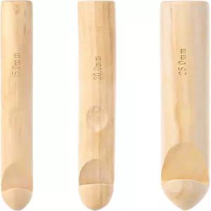 청키한 실을 위한 대형 나무 코바늘 3개 세트 자이언트 대나무 점보 인체공학적 두꺼운