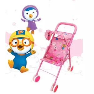 4살 여자아이 접이식 뽀로로 인형 유모차 놀이카트 유아완구 아기돌보기 나들이