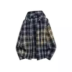 남자 빈티지 체크 데일리룩 후드 긴팔 셔츠 빅사이즈 인기1