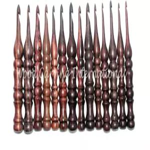 Wood Carving International - 로즈우드 코바늘 세트 13개 뜨개질 및 코바늘용 나무