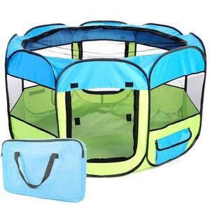 반려동물 생활 올터레인 경량 유선 접이식 접이식 반려동물 놀이펜, 지퍼가 달린 입구가 있는 여행용 고양이 및 반려견 놀이펜, 휴대용 케이스 포함