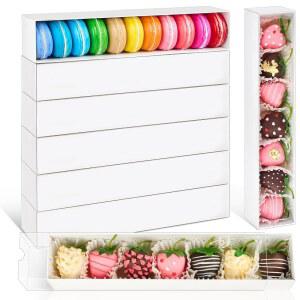 Kucoele 20팩 30.5 x 5.1 5.1cm(12 2 2인치) 초콜릿 커버 딸기 상자 6용, 마카롱, 쿠키, 트러플, 핫 코코아 밤용 간식