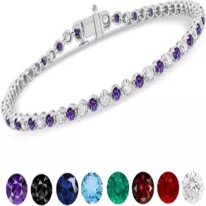 여성용 DUEBERRY 10K 골드 탄생석 테니스 팔찌 2.80 Ct 원형 컷 IGI 인증 실험실 성장 다이아몬드 보석