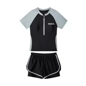 캡내장반팔래쉬가드 아줌마수영복상의 래쉬가드 캡내장반팔