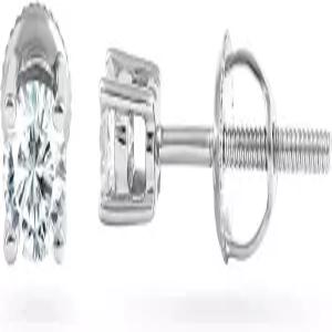 14k 솔리드 골드 여성용 솔리테어 다이아몬드 귀걸이(0.20캐럿 I-J 컬러 I2-I3 클리어런스) 스크류 백