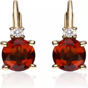진 앤 그레이스 14K 화이트 골드 정품 가넷과 다이아몬드(I1) 귀걸이 여성용.