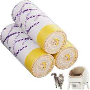 60 카운트 자동 고양이 쓰레기통 라이너 - 펫피봇 오토스쿠퍼 11 드로스트링 디자인 고강도 및 누수 방지