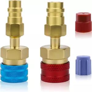 Cfyosnk R1234yf 어댑터 2팩 to R134a 키트 하이 및 로우 사이드 카 AC 냉매 충전 변환을 위한 퀵 커플러